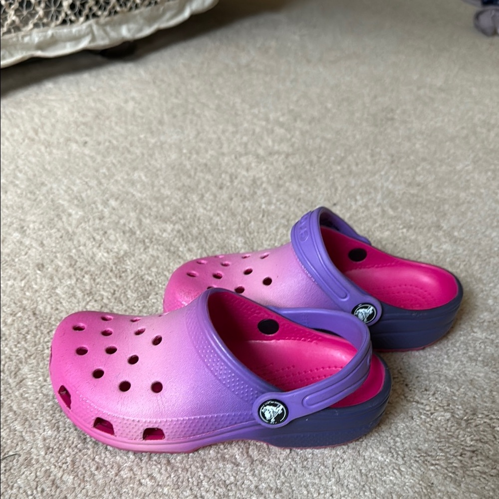 CROCS Pink and Purple Sandals with Perforated Design